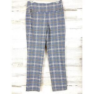 Swing Womens 6 Gray Blue Plaid Tummy Control Straight Leg Casual Dress Pants NEW